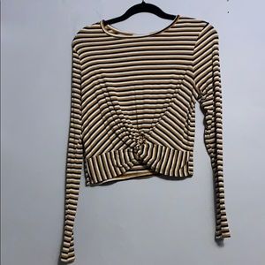 Cropped striped long sleeve shirt